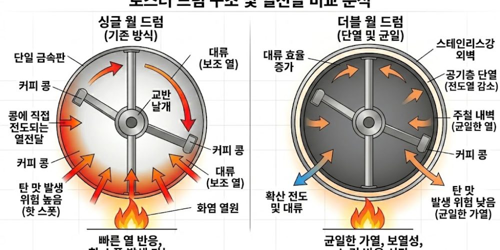 커피 로스팅 드럼의 공학적 분석: 구조와 재질에 따른 열역학적 특성 비교