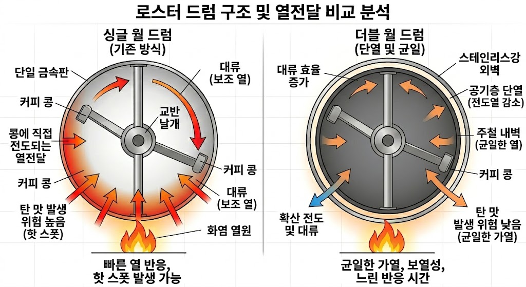 커피 로스팅 드럼의 공학적 분석: 구조와 재질에 따른 열역학적 특성 비교 로스팅 머신 unnamed